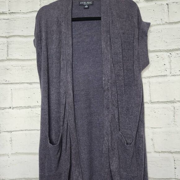 Barefoot Dreams Cozychic Ultra Lite Short Sleeve Long Cardigan Gray Sz Medium - Picture 3 of 12
